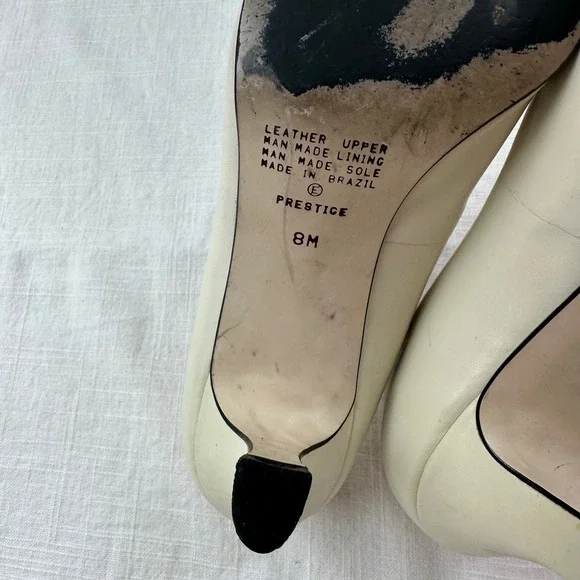 Nine West Vintage Ivory Leather Pointed Toe Heel Pumps Classic Shoes 90s - Picture 3 of 12